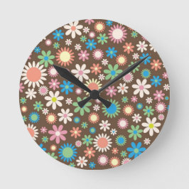 可愛いデイジー花柄 ラウンド壁時計