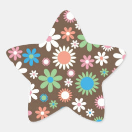 可愛いデイジー花柄 星シール