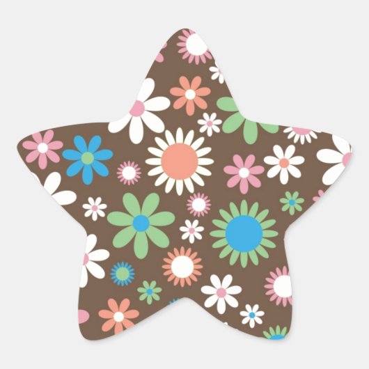 可愛いデイジー花柄 星シール (正面)