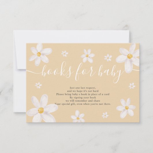 可愛いデイジー花金ゴールド水彩絵本ベビー 招待状 (正面)