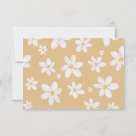 可愛いデイジー花金ゴールド水彩絵本ベビー 招待状 (裏面)
