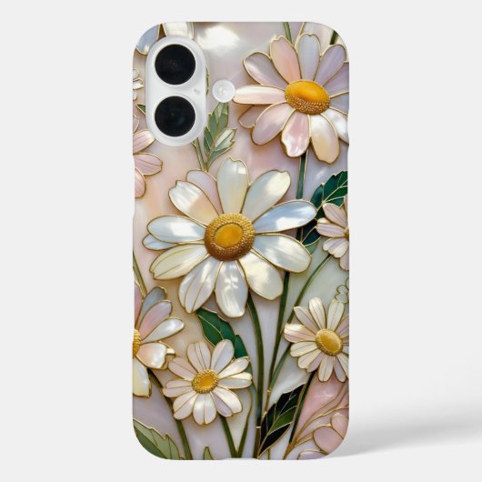 可愛いデイジーiPhoneケース 花 ステンドグラスデザイン Case-Mate iPhoneケース (裏面)