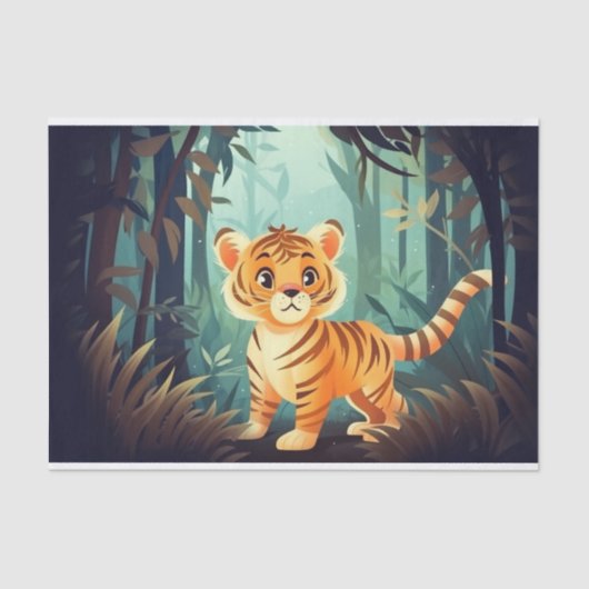 可愛いデコップキッズタイガー愛好家ジャングル 薄葉紙 (正面)