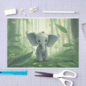 可愛いデコップゾウ好きのジャングル 薄葉紙 (クラフト)