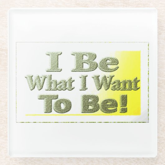 可愛いデザイン「I Be」についてTシャツ装飾用クッショントリ ガラスコースター (正面)