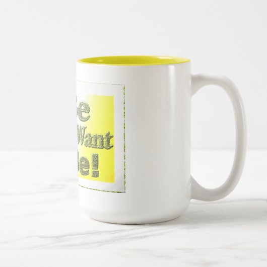 可愛いデザイン「I Be」についてTシャツ装飾用クッショントリ ツートーンマグカップ (右)