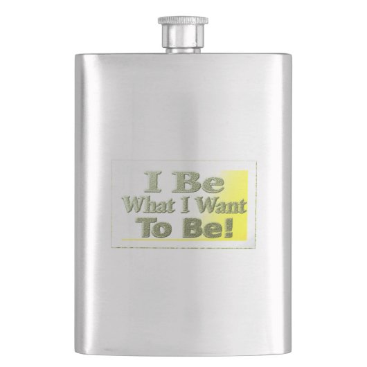 可愛いデザイン「I Be」についてTシャツ装飾用クッショントリ フラスク (正面)