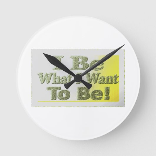 可愛いデザイン「I Be」についてTシャツ装飾用クッショントリ ラウンド壁時計 (正面)