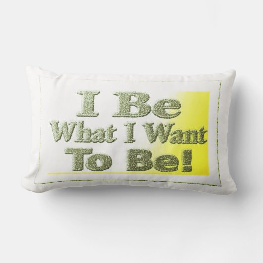 可愛いデザイン「I Be」についてTシャツ装飾用クッショントリ ランバークッション (正面)