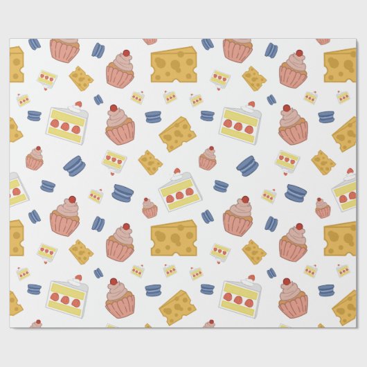 可愛いデザートギフトラップ – 甘い、おもしろいと完璧 ラッピングペーパー (フラット)