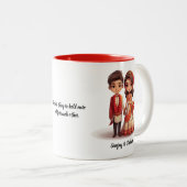 可愛いデシ新郎新婦インディアン結婚ズ ツートーンマグカップ (正面右)