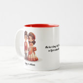 可愛いデシ新郎新婦インディアン結婚ズ ツートーンマグカップ (正面左)