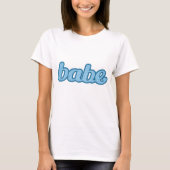 可愛いデニムグラフィックブルーtシャツ「babe」 tシャツ (正面)