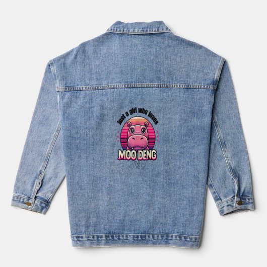 可愛いデングモーベビーHippo T-Sを愛する女の子 デニムジャケット (裏面)