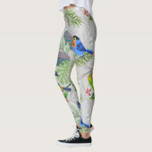 可愛いトゥーカンの鳥、オールバーディパターン、水彩 レギンス (左)