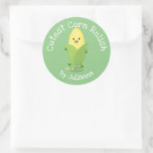 可愛いトウモロコシの風味を保つ漫画のラベル ラウンドシール (バッグ)