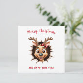 可愛いトナおもしろいイナーガールクリスマス カード (スタンド正面)