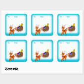 可愛いトナカイのクリスマスへ/からラベル縁どw スクエアシール (シート)