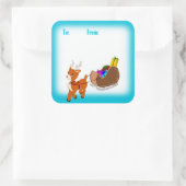 可愛いトナカイのクリスマスへ/からラベル縁どw スクエアシール (バッグ)