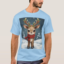 可愛いトナカイのクリスマスTシャツでお祭り気分 Tシャツ