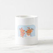 可愛いトナカイの雪だるま作り コーヒーマグカップ (中央)