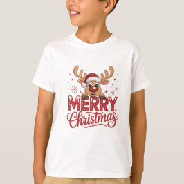 可愛いトナカイ メリークリスマス キッズTシャツ Tシャツ