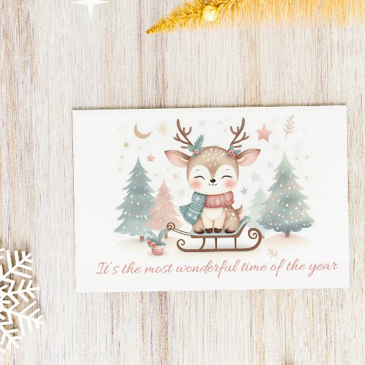 可愛いトナカイ「Most Wonderful Time of the Year」 シーズンポストカード