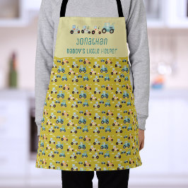 可愛いトラクターパターン幼児キッズエプロン エプロン