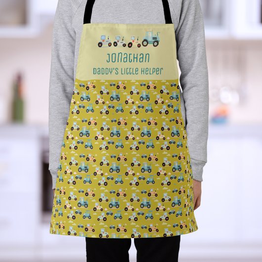 可愛いトラクターパターン幼児キッズエプロン エプロン