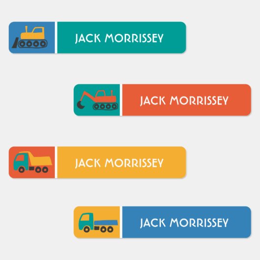 可愛いトラックカラフルの子供の名前 ラベル (グループ)