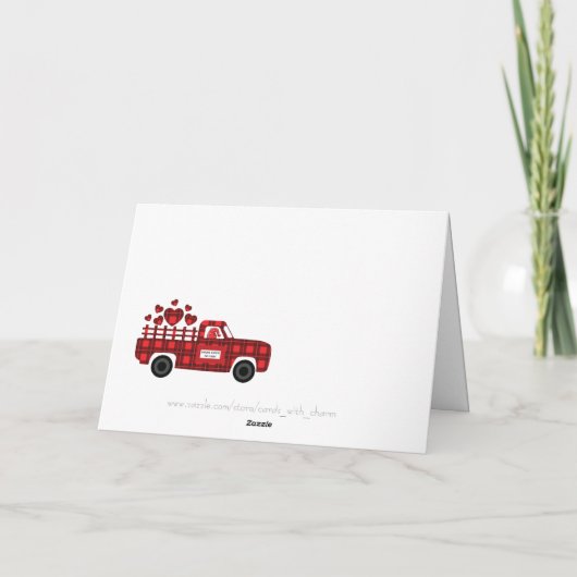 可愛いトラック荷物の愛のハート格言配信 カード (裏面)