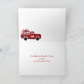 可愛いトラック荷物の愛のハート格言配信 カード (内部)