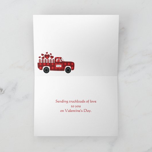 可愛いトラック荷物の愛のハート格言配信 カード (内部)