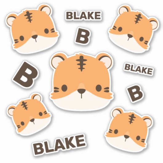 可愛いトラパーソナライズされたガ シール (正面)