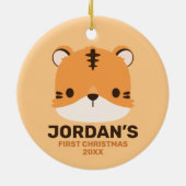 可愛いトラパーソナライズされたガ セラミックオーナメント (裏面)