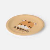 可愛いトラパーソナライズされたガ ペーパープレート (アングル)