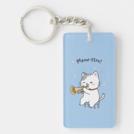 可愛いトランペット猫 - かわいいネコのジャズ キーホルダー