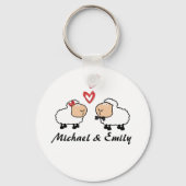 可愛いトレンディーの恋のパーソナライズされた羊 キーホルダー (正面)