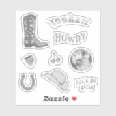 可愛いトレンディーガーリーシルバー女性のカーボーイ70sエステティックセット シール (シート)