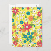 可愛いトレンディーガーリーソフトカラーのフローラルパターン ポストカード (正面/裏面)