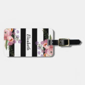 可愛いトレンディーガーリーボホフローラストライプパーソナライズされた ラゲッジタグ (正面横)