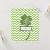 可愛いトレンディーガーリー「グッドラック」4つの葉クローバー カード (正面/裏面インサイチュ)