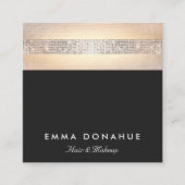 可愛いトレンディーシークインと金ゴールドストライプズブラックスクエア スクエア名刺 (正面)