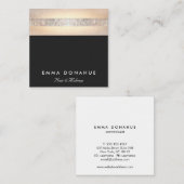 可愛いトレンディーシークインと金ゴールドストライプズブラックスクエア スクエア名刺 (正面/裏面)