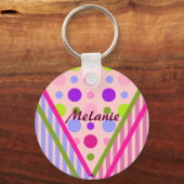 可愛いトレンディーパターンキーチェイン（名前あり） キーホルダー (正面)