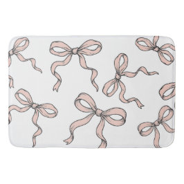 可愛いトレンディーピンクのリボン弓（黒で縁取り） バスマット