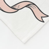 可愛いトレンディーピンクのリボン弓(黒で縁取り) フリースブランケット (角)