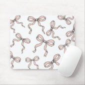 可愛いトレンディーピンクのリボン弓（黒で縁取り） マウスパッド (マウス)