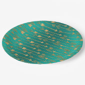 可愛いトレンディーフェイク金ゴールドグリッターの部族矢印 ペーパープレート (アングル)