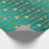 可愛いトレンディーフェイク金ゴールドグリッターの部族矢印 ラッピングペーパー (角)